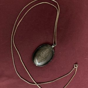 Labradorite Stone Brown Gold Necklace Color Change Light